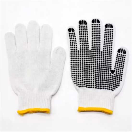 중국 도매 안전/작업/노동 장갑 산업/건설/작업 Guante PVC 점선/점면 니트 장갑
